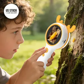 Ffxqu1 Aikokkl Kids Microscope Orange Deer - Digital Handheld Stem One Size