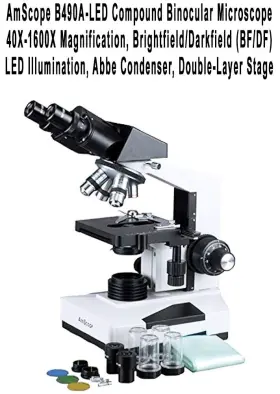 40x-1600x Amscope 013964566345 B490a-led Led Binocular Biological Compound Microscope