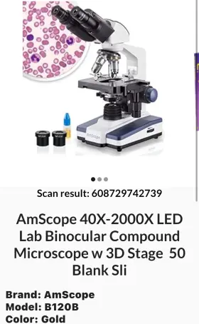 40x-2000x Amscope B120b-m Led Binocular Digital Compound Microscope W 3d Stage 1.3mp C