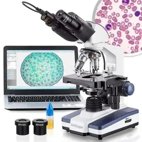 40x-2500 Amscope B120ce B120c-e Led Binocular Compound Microscope Magnification Camera