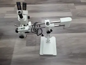 7x-45x Amscope Frl8 Cracked Pillar Mount Zoom Stereo Microscope W Ring Light