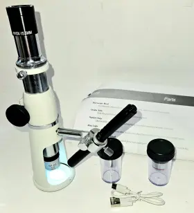 20x-50x-100x Amscope H-100 H100 Stand / Shop Measuring Microscope Rechargeable Light