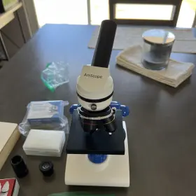 M110c-2l-pb10 Amscope Lot Of Cordless Metal Frame Compound Microscope Top Bottom Led Light 40x #3