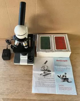 M150amscope Amscope M150 10x 25x Portable Student Compound Microscope All-metal With 48 Slides