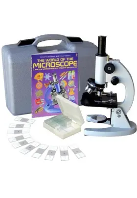M60c-abs-ps25-wm Amscope 40x-1000x Student Metal Compound Microscope With Abs Case 25pc Specimen