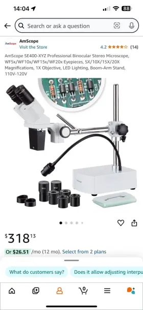 5x-10x-15x-20x Amscope Se400-xyz Se400 Stereo Binocular Microscope Boom Led Gooseneck #2