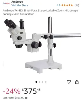 Sm-3ntp Amscope 7x-45x Simul-focal Zoom Trinocular Stereo Microscope Locking Single Boom