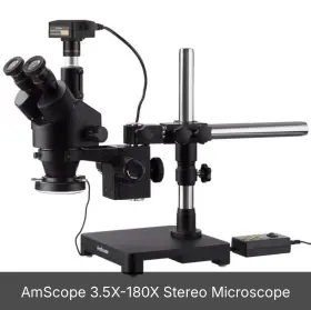 3.5x-180x Amscope Sm-3t-b Trinocular Stereo Zoom Microscope Boom 144-led