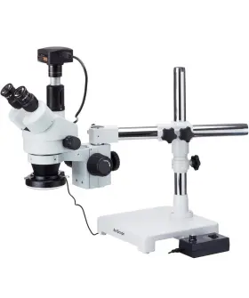 Sm-3tpz-144 Amscope 3.5-90x Stand Trinocular Zoom Stereo Microscope With 144 Led Ring Light 5mp