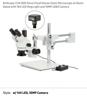 Sm-4tpz-80am-10m Amscope 3.5x-90x Simul-focal Trinocular Stereo Boom Led Microscope 10mp Camera