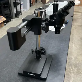 Sm4tzzb Amscope Trinocular Stereo Zoom Microscope - Black Double Arm Boom Stand #3