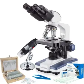 Vb-b120c-slvr Amscope 40x-2500x Rechargeable Compound Microscope Kit Usb Handheld