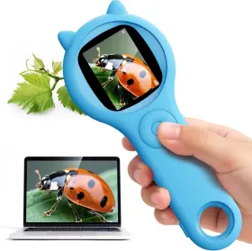 Inskam355blue Ashfly Kids Magnifying Glass Educational Science Kit - Mini Led Pocket 1 Pcs Blue