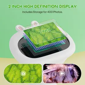 Inskam372 Ashfly Microscope For Kids Pocket With 2ftft Inch Screen - 200x Zoom White #2