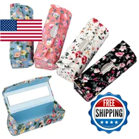 B07w7vw3hh Auear 4-pack Floral Lipstick Cases With Mirror Small Flower Travel Purse Holder