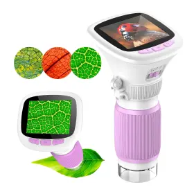 200x-1000x Aukclax 762483442394 Kids Microscope Pocket For 2.4 Inch Ips 1080p Handheld