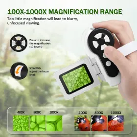 1000x Barchrons 752811750505 Microscope For Kids Handheld With 6 Adjustable Led Lig #3