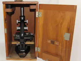258182 Bausch And Lomb 1936 Optical Microscope With Wood Case Objectives #2