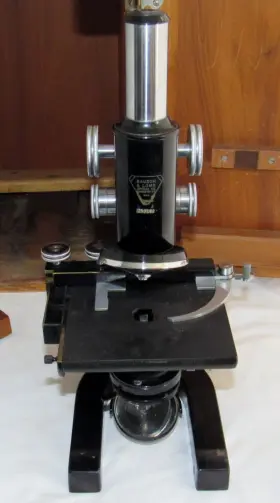 258182 Bausch And Lomb 1936 Optical Microscope With Wood Case Objectives #3