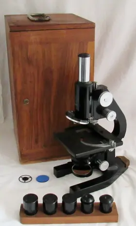 258182 Bausch And Lomb 1936 Optical Microscope With Wood Case Objectives