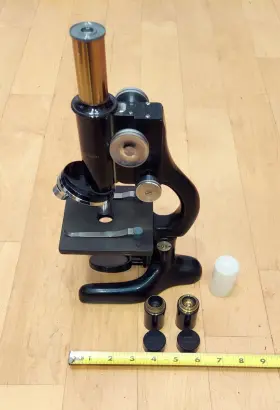 252895 Bausch Lomb Nice Working Vintage And Upright Microscope 4 Objectives #252895 Usa