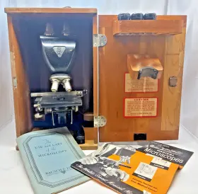Rd7488 Bausch Lomb Vintage And Scientific Binocular Microscope 10x 43x 97x Objectives