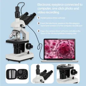 M83ez2 Bgirou 40 X -2500 Trinocular Led Lab Compound Microscope With Double Layer