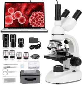 40x-5000x Bogrinuo 445010831818 Trinocular Microscope Magnification Research Grade Comp W