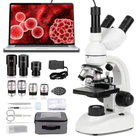 Hq1375 Bogrinuo Trinocular Microscope 40x 5000x Magnification Research Grade Compound