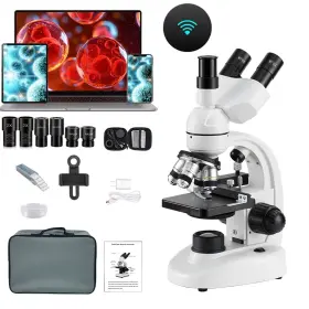 M83ez11 Bogrinuo Wifi40 X -5000 Trinocular Led Lab Compound Microscope With Double Layer
