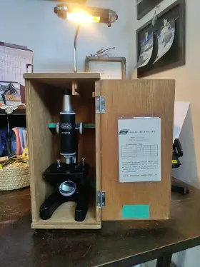712701 Boreal Science Microscope #712701 Made In Japan 10x With Wood Box