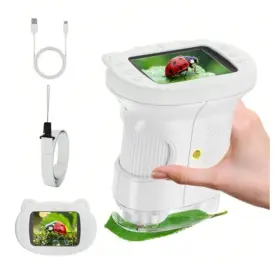 1a-mt105 Branded Kids Microscope 1000x Portable Mini Pocket With 2.4 Ips Screen And 8