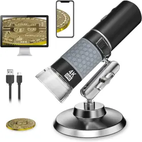 Bysameyee 313112429417 4k 3840x2160p Wireless Digital Microscope Handheld Hd Silver Black Grey