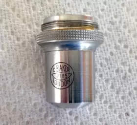 12785 C. Baker London Microscope Lens. 2/3 Inch X10 0.25 #2