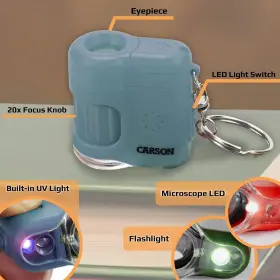 Mm-280b Carson Micromini 20x Pocket Microscope Uv And Led Flashlight Blue #2