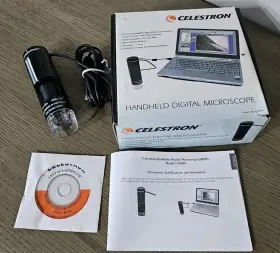 44300 Celestron 37383 Handheld Digital Microscope 20x And 400x Model Tested Working