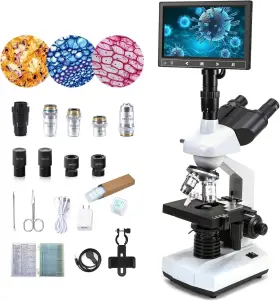 40x-5000x Crspexil 744759902290 Compound Trinocular Microscopes For Adults Display Screen