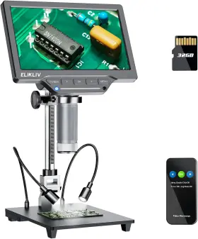 1200x Elikliv 445042091082 10 Inch Stand - Coin Microscope With Screen 12mp Magnifier Lig