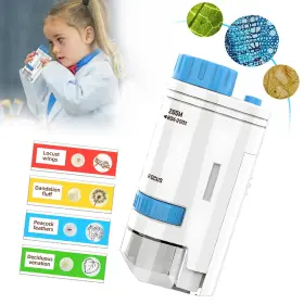 Em-ms-01-blue Emumnume Microscope For Kids And The Miniscope Pocket Handheld Children Portable T