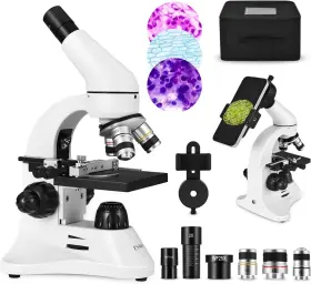 40-2000x Esako Ko-48mp Microscope For Kids Students Adults With 2000x White