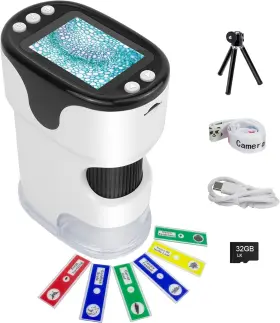 1000x Esoldnic 52610 Handheld Digital Microscope For Kids 2ftft Hd Screen 4k White