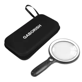 6919-a Gaborish Large Magnifying Glass With 37 Led Light And Case 10x 20x 45x Handheld Illum