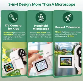 1000x Gds 744759967541 Hp20 Microscope For Kids 3-in-1 Easy And Fun 2 Inch Ips Portable White #2