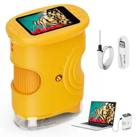 Zzz7771472 Gitende 2025 Upgraded 1000x Handheld Microscope For Kids 4k 2.0 Inch Screen Yellow