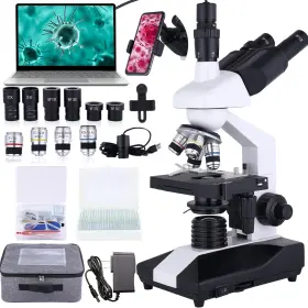 5000x Herwicm 744110090543 Compound Trinocular Microscope 40x Magnification Research Grade Profession