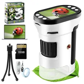 Hqm55h1009etxwj Hqgzql 1000x Digital Microscope For Kids 4k 2.0 Inch Screen Rechargeable White