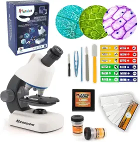 40-1200x Hyrenee 1113-a Kids Microscope - Up To Zoom Stem Kit With Led Light Black Or Gray