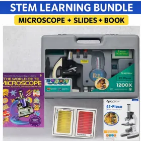 In50c-ps25-wm Iqcrew 52-piece Microscope Set 1200x 24 Prepared Slides Book Stem