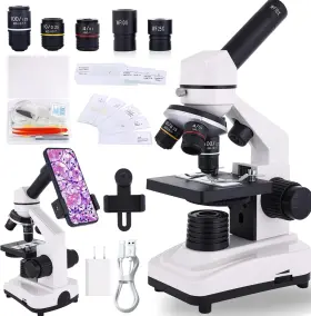 Jecone 744759167248 Microscopio Con Kit De Portaobjetos Para Estudiantes Laboratorio Escolar En Casa