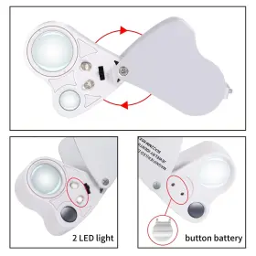 Jiusion 704795959993 Portable Lighted Led Illuminated Jewelry Magnifier 30x 60x Wearable Handheld #3